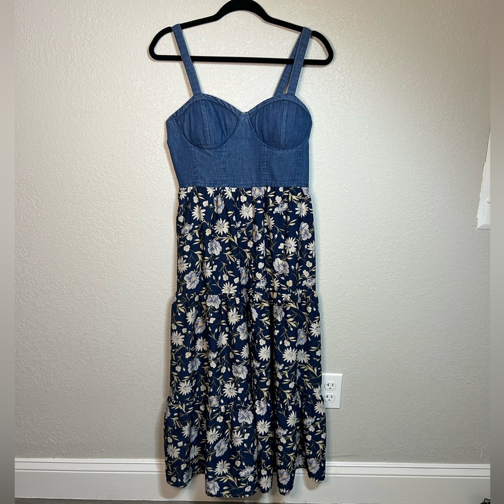 Land of the Free Denim Floral Dress